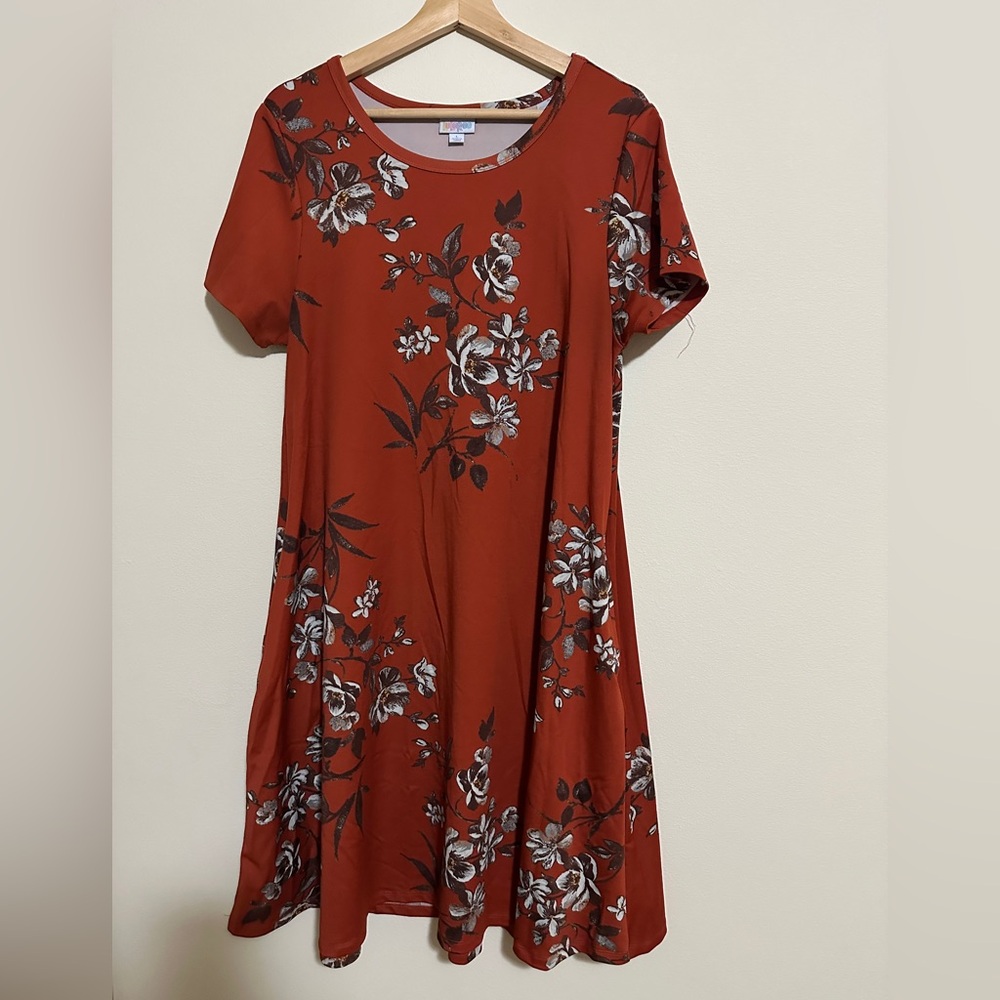 LuLaRoe Rust and White Floral Dress